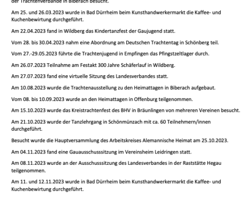 Bericht Trachtengau Schwarzwald 2023